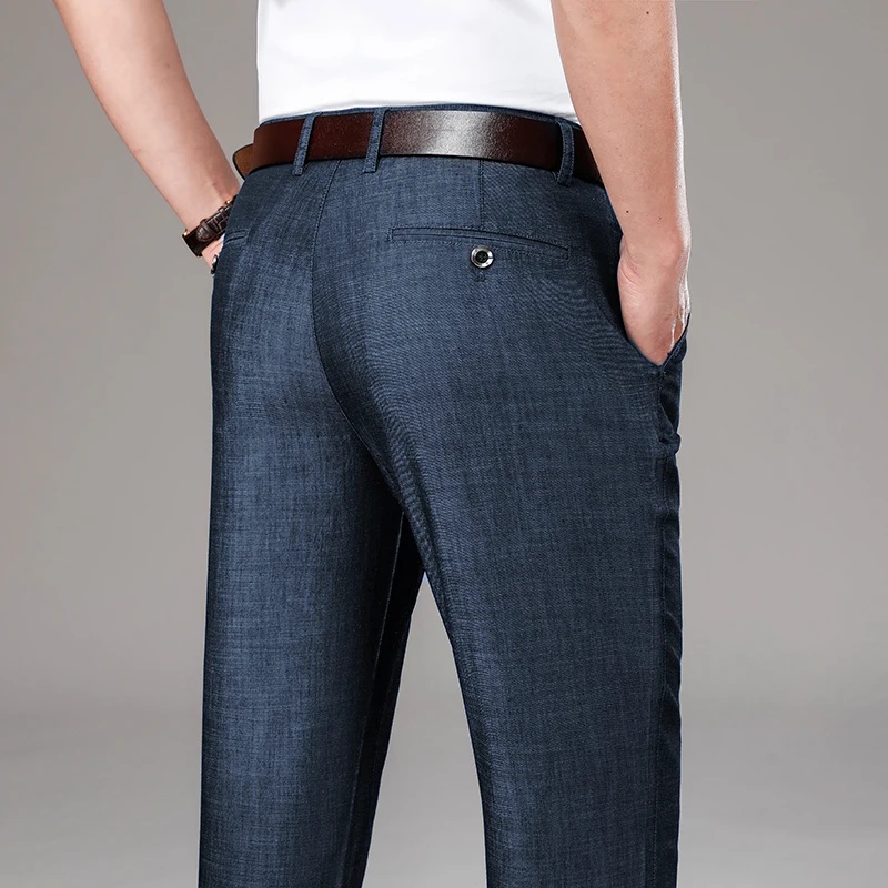 Джинсы мужские прямые в деловом стиле тонкие джинсовые брюки из тенсела