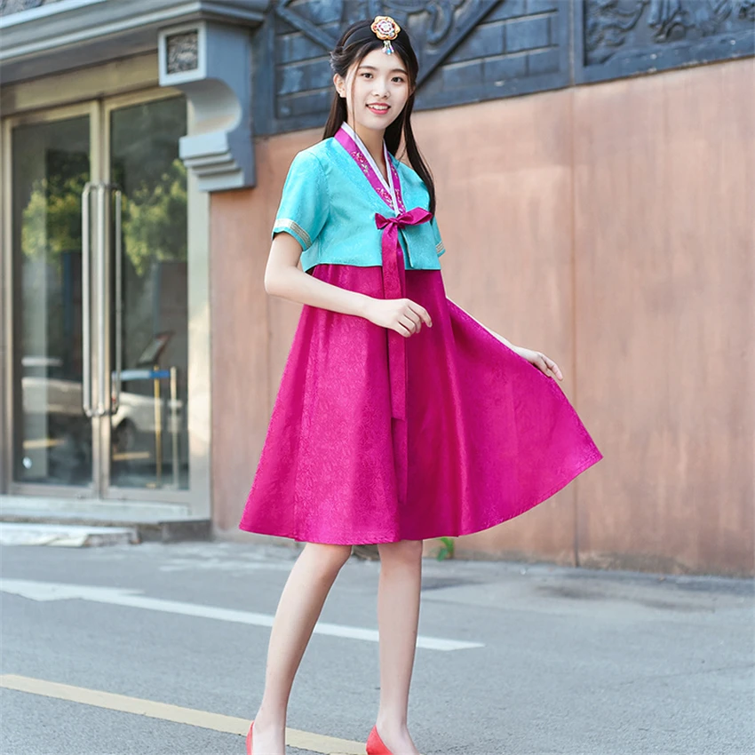 Женское платье ханбок традиционная корейская модная одежда с коротким рукавом
