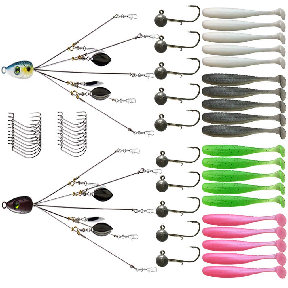 5 оружия Алабама установки в вышек зонт Rig с Вертушка для форель щука мускусный