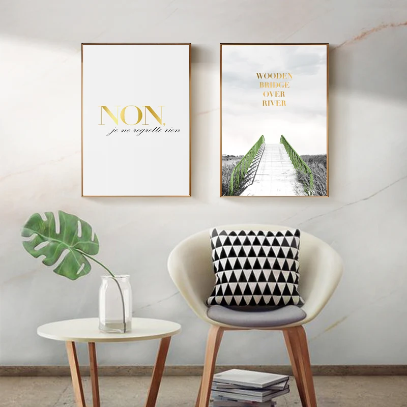 Северный плакат Настенная картина с ландшафтом Холст Картина Зеленый мост