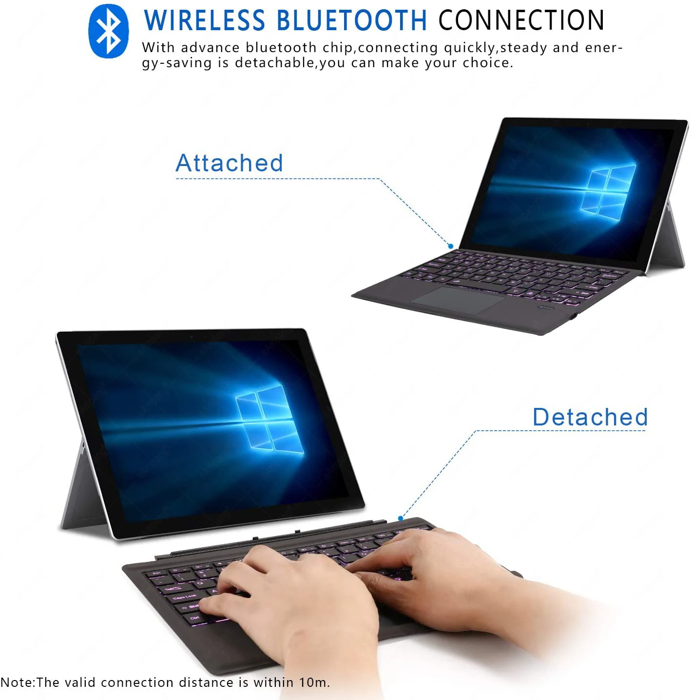for microsoft surface pro 3 4 5 6 7 turkish arabic hebrew russian spanish italian tablet wireless backlight touchpad keyboard free global shipping