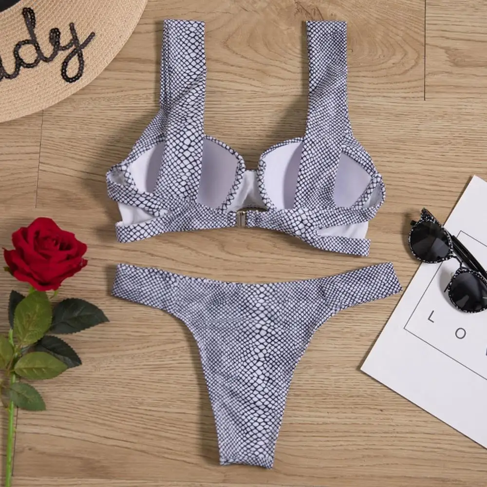 Бикини со змеиным принтом пуш-ап женский купальный костюм Мягкий купальник