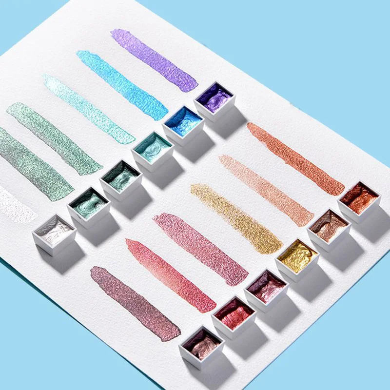 

Metallic Watercolor Set 36 Colors Pearlescent Solid Watercolor Pigment Set ADW889