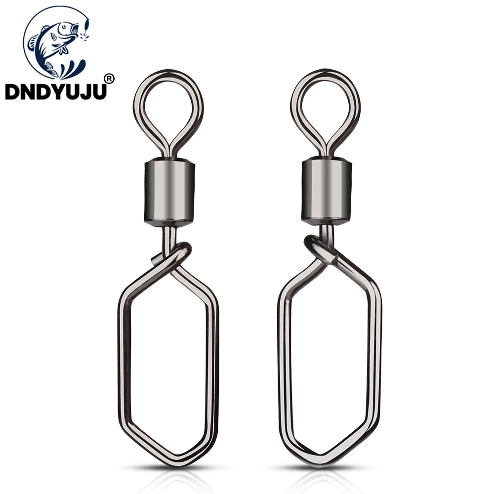 

DNDYUJU 50pcs Fishing Rolling Swivels Connector With Hooked Snap 1/0#-10# For Fishhook Lure Tackle Carp Fishing Accessories