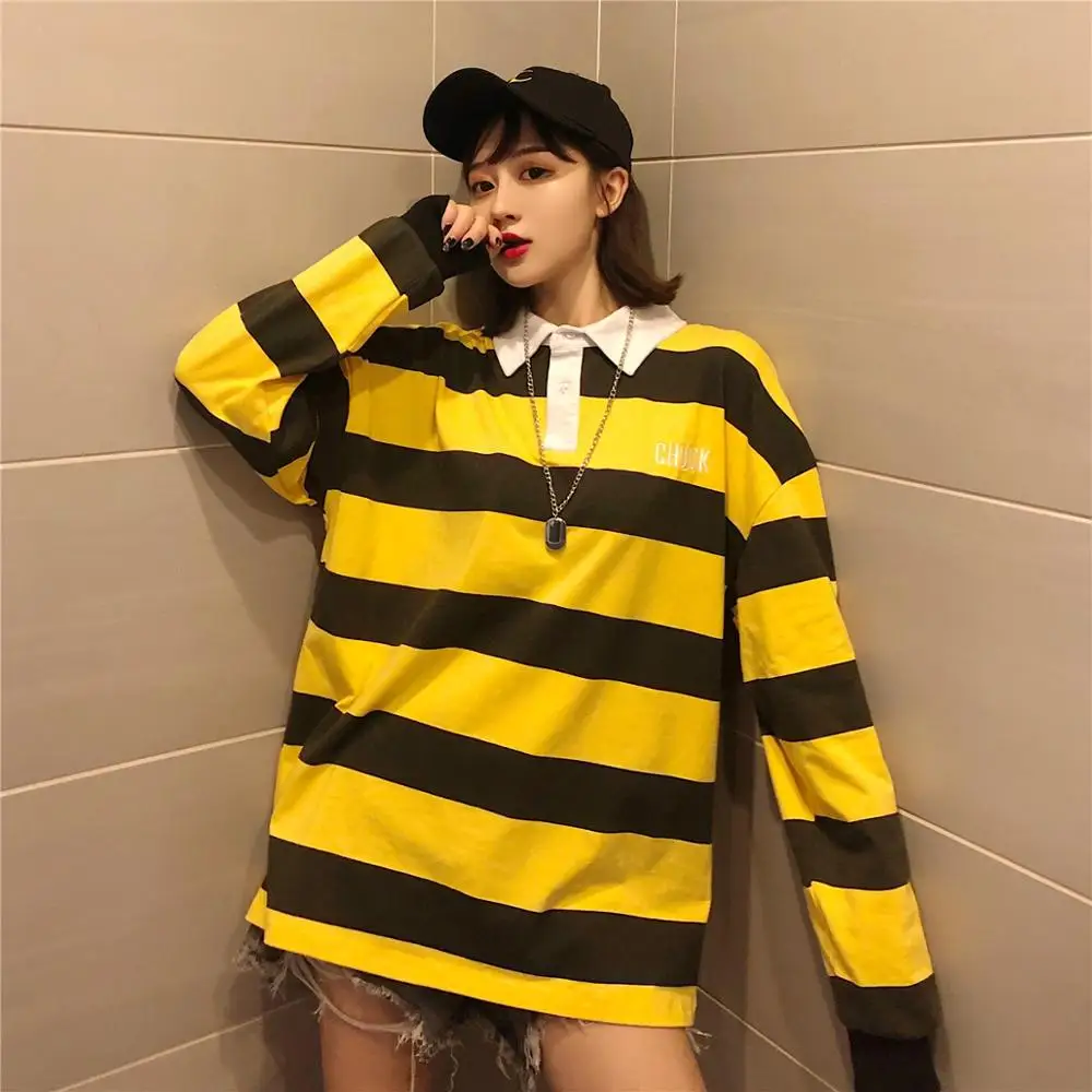 2019 Осенняя мода новый желтый свитер женский ретро длинный рукав модный Свободный