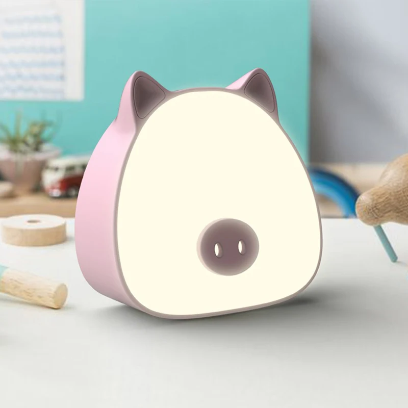 

Mini Night Light Cute Pig Lamp with Touching Sensor Rechargeable Color Changing for Children Bedroom PAK55