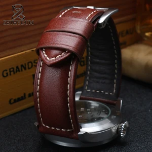 Ремешок ручной работы из натуральной кожи в винтажном ретро-стиле для часов Panerai 22 24 26 мм, аксессуары ручной работы, кожаный ремешок для часов с прямым концом