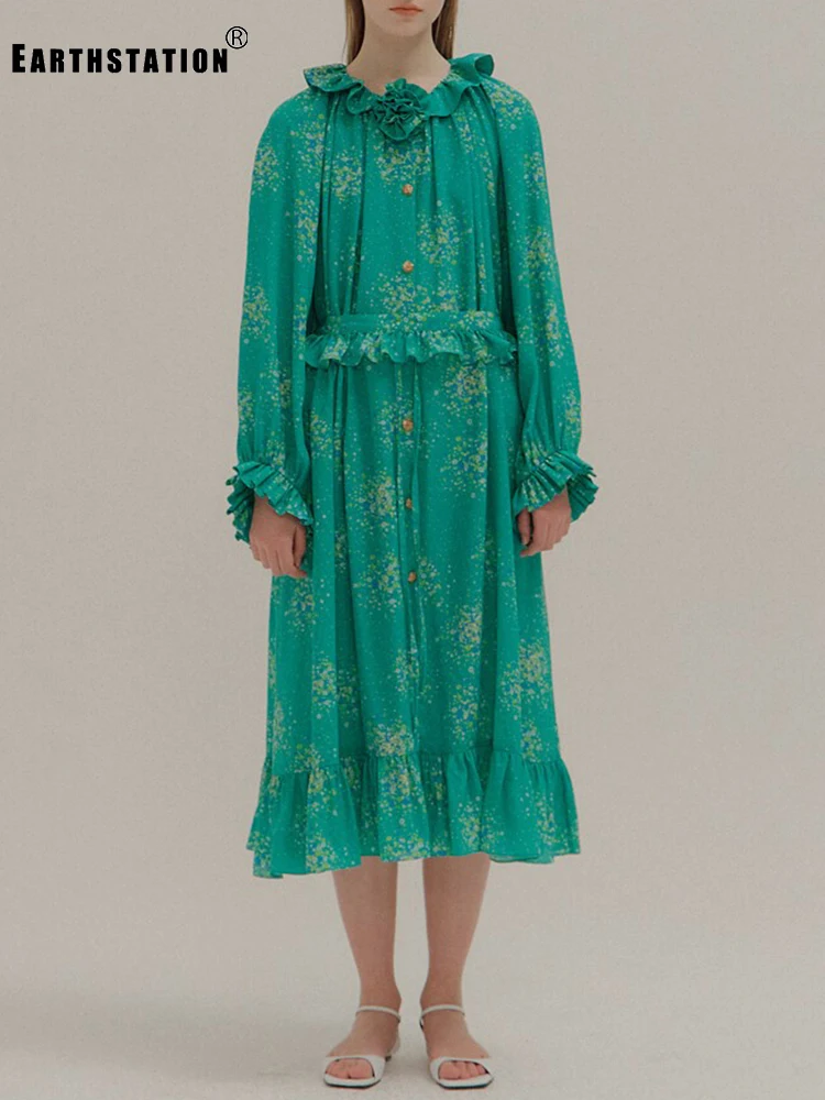 Женское свободное платье в стиле ретро с принтом листьев лотоса на бретельках и