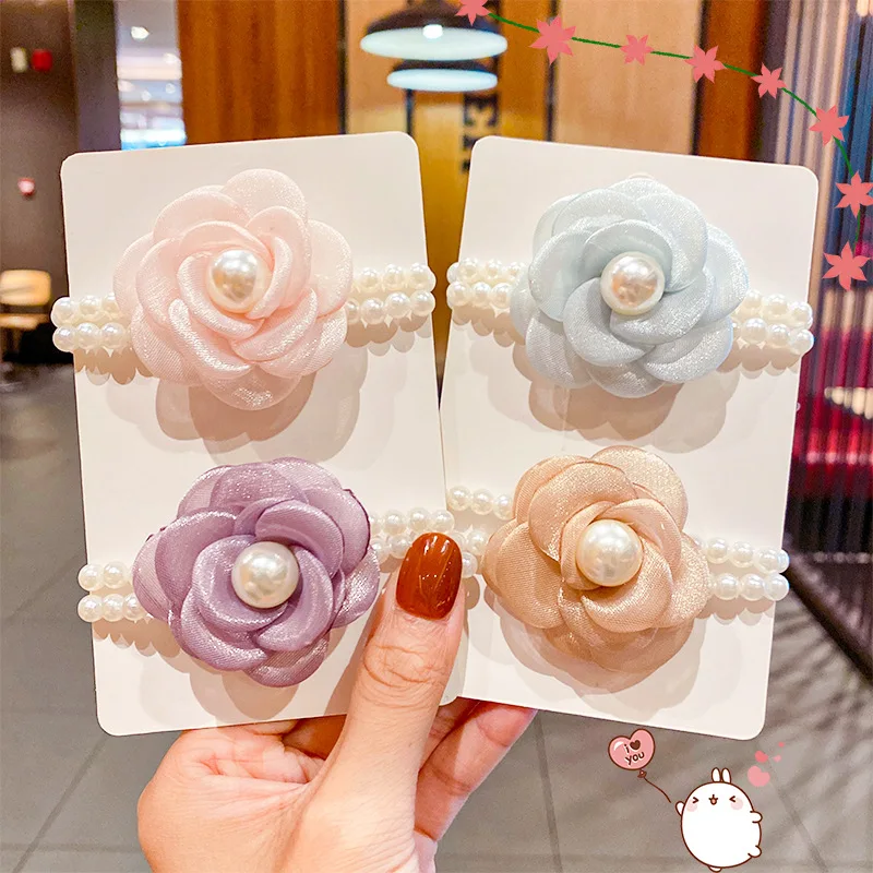 

New Sweet Pearl Elastic Hair Bands Flower Hair Scrunchie Women Hair Ties Rubber Bands Hair Accessories Beaded Ponytail Hair Rope