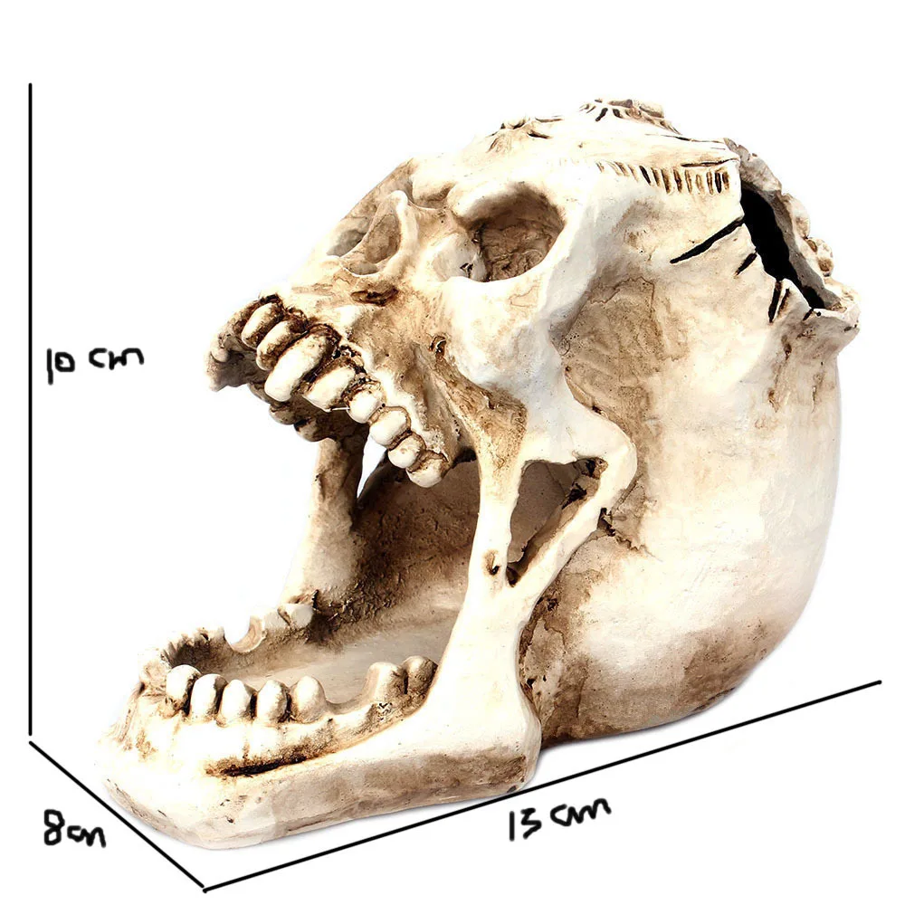 

3D Skull Pen Pencil Holder Funny Makeup Brushes Cup Skeleton Head Stationery Ornaments Pins Paper Clips Spooky Party Decor