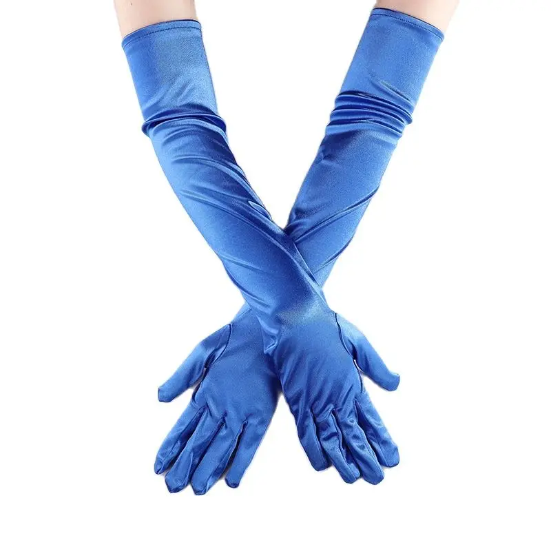 

52cm Long Section Satin High Elasticity Solid Halloween Sexy Pole Dance Etiquette Accessories Drive Dinner Cosplay Gloves