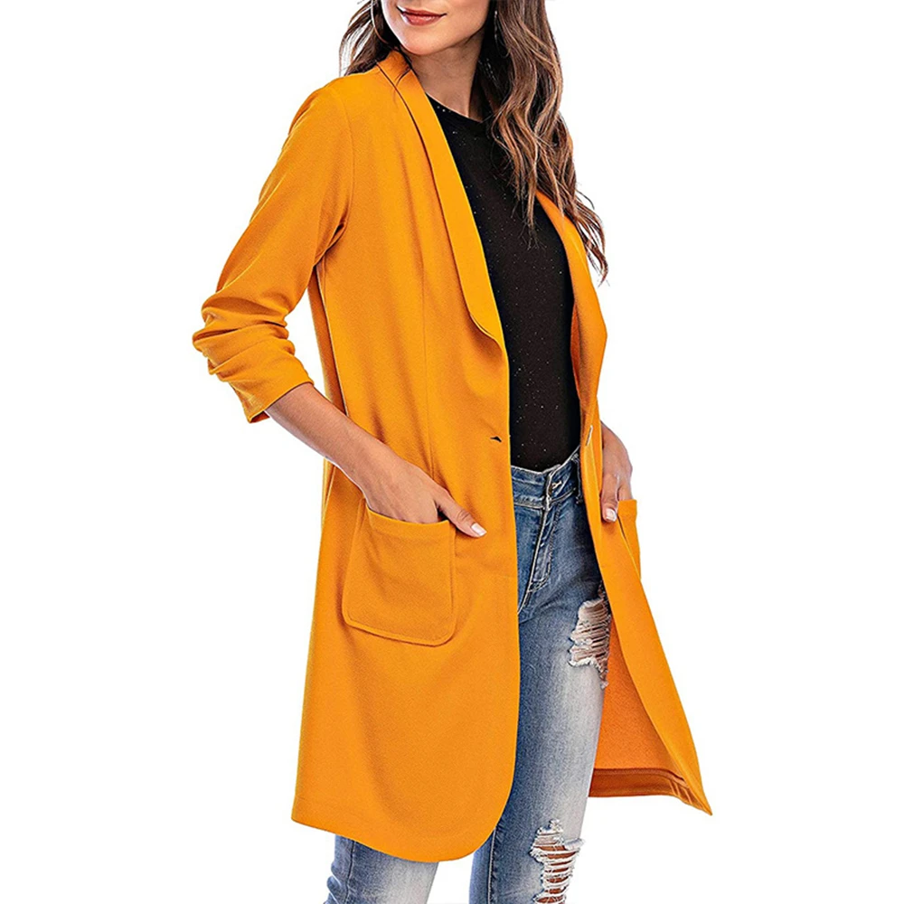 Женский блейзер с карманами облегающий пиджак офисный в Корейском стиле