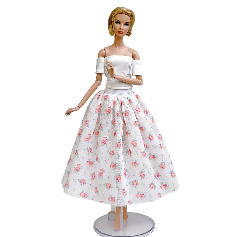 Белый цветочный модный кукла 1/6 Одежда для куклы Барби наряды вечерние платья Топ