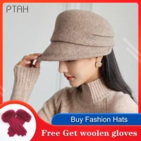 ptah woolen fedoras for womens british style vintage church hats temperament gentleman autumn winter warmer softer tweed hats