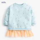 Детское осеннее платье Little maven, синяя сетчатая юбка для девочек от 2 до 7 лет, толстовка с цветами