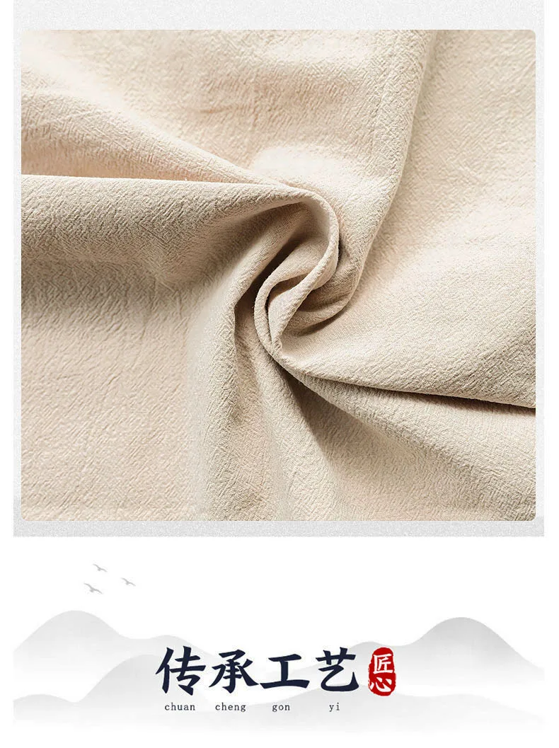 

(Shirt + Trousers) 2021 Summer Men Shirt Man Cotton and Linen Shirts Short Sleeve Men's Fashion Casual Shirts Men Size M-5XL