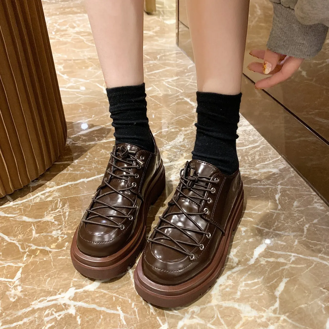 Женские туфли на плоской подошве повседневные оксфорды платформе модные женские