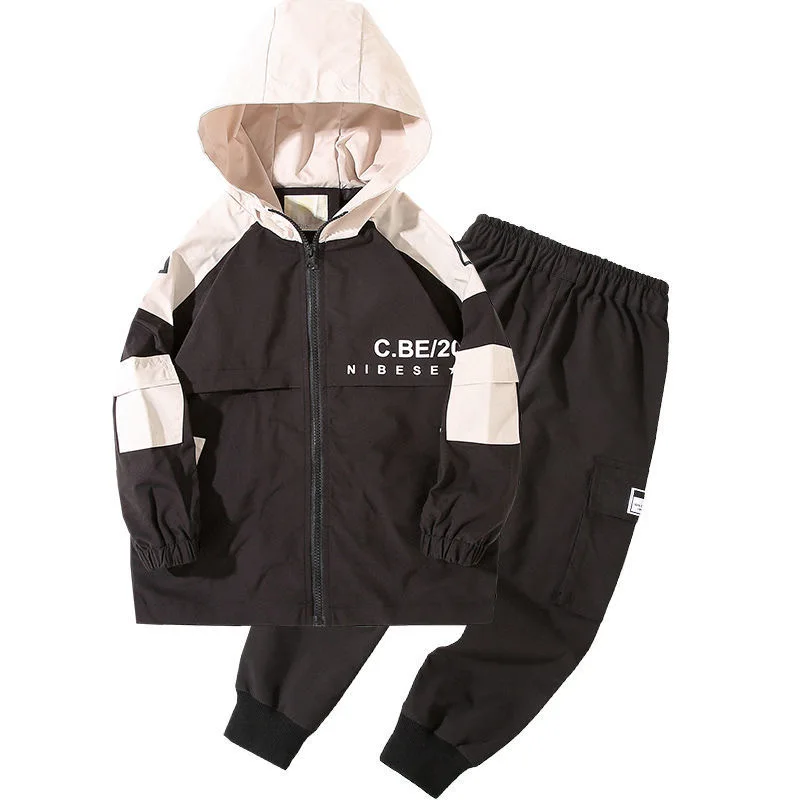 

Boys Spring Autumn Suit 2021 New Fashion Children's Wear Plus Velvet Thickening Tops+Pants 2pcs Outfit Kids Clothes 5-13Y