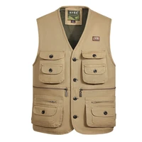 spring and autumn cotton vest mens outdoor waistcoat multi pocket jacket mens fishing photography vest large size s 4xl vest