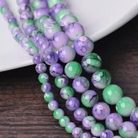 round 6mm 8mm 10mm 12mm bicolor spots patterns coated opaque glass loose crafts beads lot for jewelry making diy findings