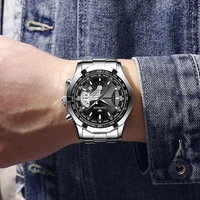Luxury Stainless Steel Band Fashion Waterproof Quartz Watch For Man Calendar Male Clock 1