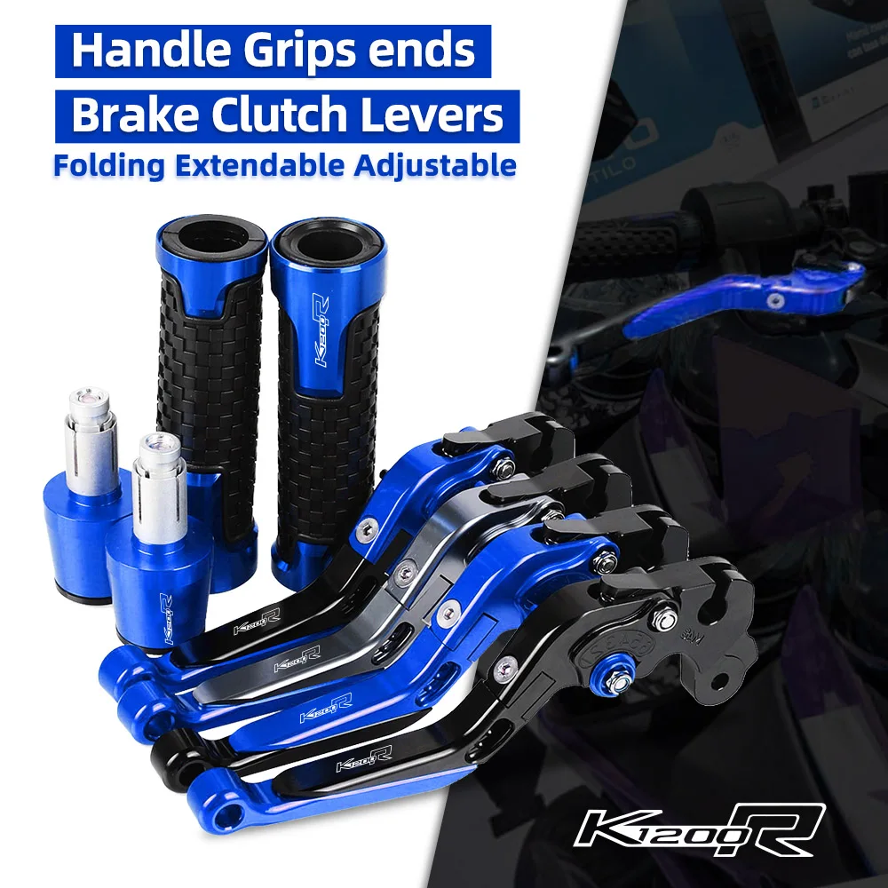 

K1200 R Motorcycle Aluminum Adjustable Brake Clutch Levers Handlebar Hand Grips ends For BMW K1200R 2005 2006 2007 2008