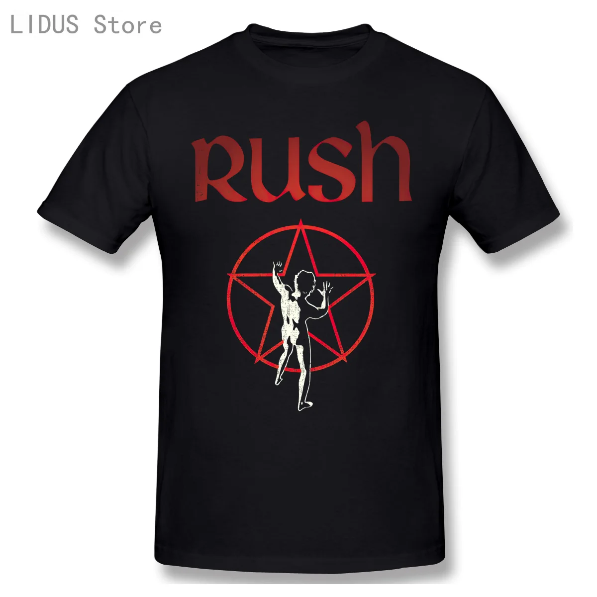 

Rush Starman Black T-Shirt Short Sleeve Casual Men Fashion O-neck 100% Cotton T-Shirts Tee Top