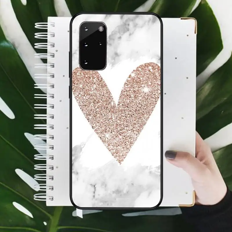 

Gold Glitter Marble Love heart Phone Case For Samsung galaxy S 9 10 20 A 10 21 30 31 40 50 51 71 s note 20 j 4 2018 plus