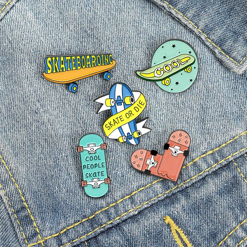 

Skate or Die Enamel Pin Custom Fun Sports Love Skating Brooches Bag Lapel Pin Cartoon Badge Jewelry Gift for Kids Friends