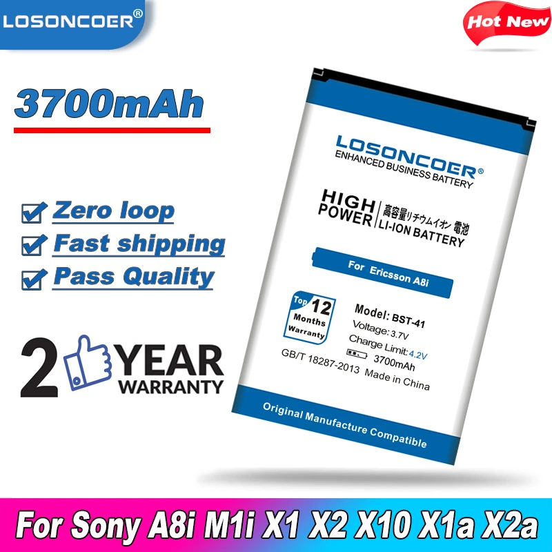 Аккумулятор LOSONCOER 3700 мАч BST-41 BST 41 для Sony Ericsson XPERIA A8i аккумулятор M1i X1 X2 X10 X1a X2a Play Z1i X10i