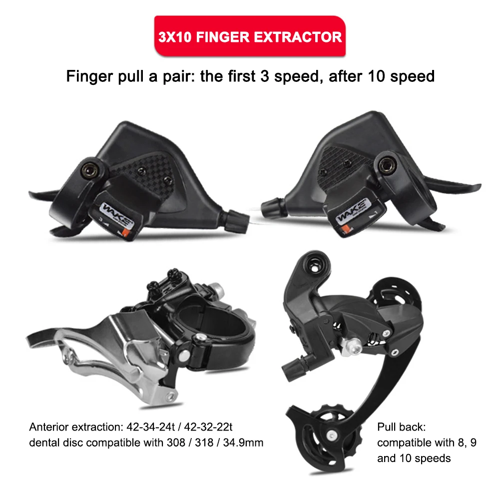 

MTB Bike Transmission Dial Set Bicycle Front Rear Finger Dial Derailleur Bicycle Gear Set Outdoor Riding Parts Accessories