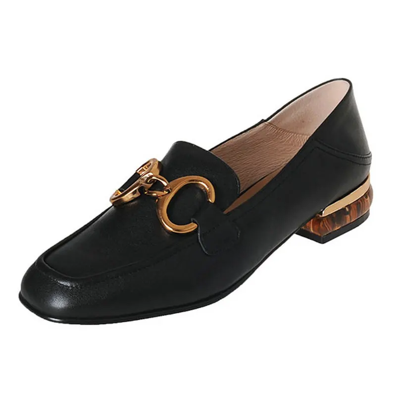 

Туфли-лодочки женские из натуральной кожи на квадратном каблуке, Размеры 33-41