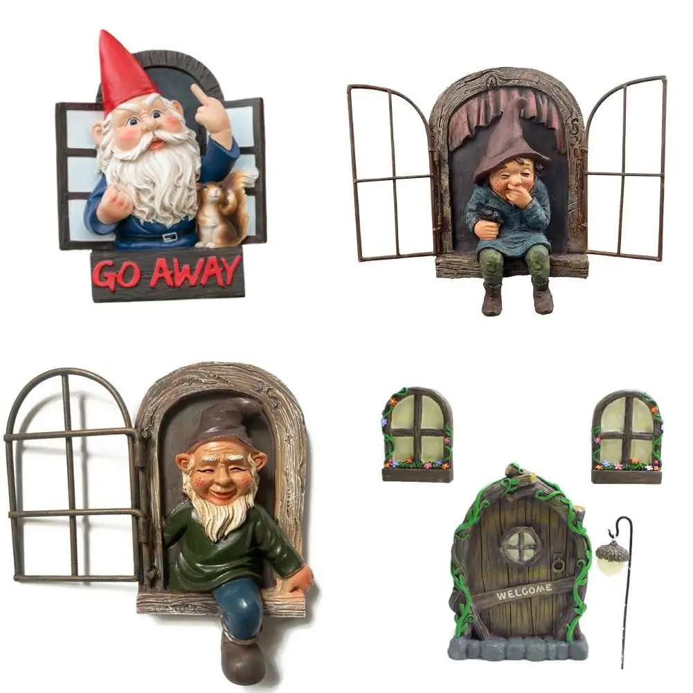 Озорная садовая статуя гнома эльф выходное дерево Hugger миниатюрные садовые