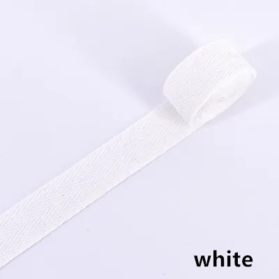 white 20 мм) цветная елочка/хлопчатобумажная лента с саржевым переплетением/хлопчатобумажная тесьма/косой привязки ленты, 50 м/рулон - Цвет: white