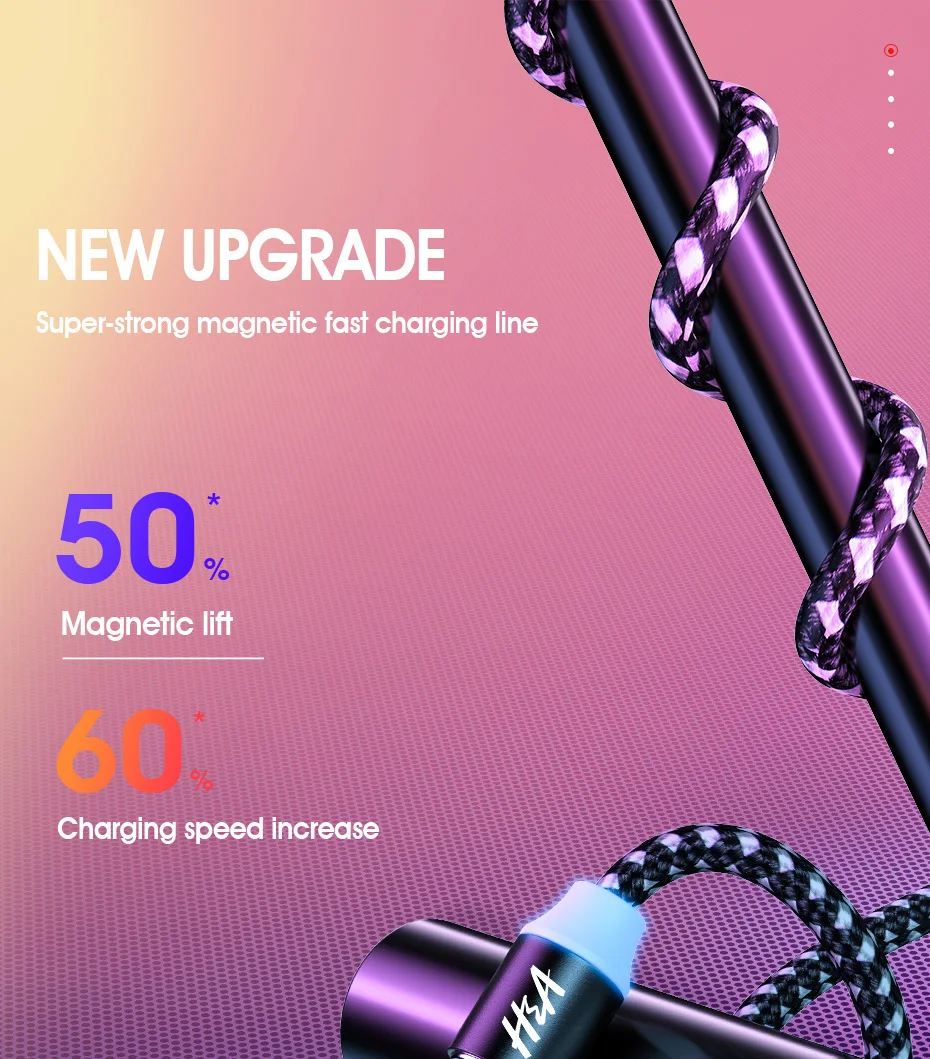 H& A Магнитный кабель для зарядки телефона Micro usb type C для iPhone кабель для освещения провод для быстрого заряда type-C samsung Магнитный кабель Redmi