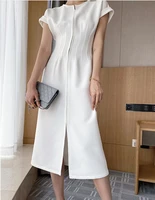 new summer women solid color elegant vestidos white party bodycon work office lady female slim dress