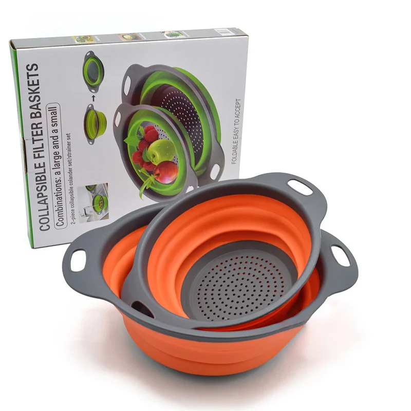 2 в 1 креативная корзина для мытья овощей круглая Выдвижная складная сливная