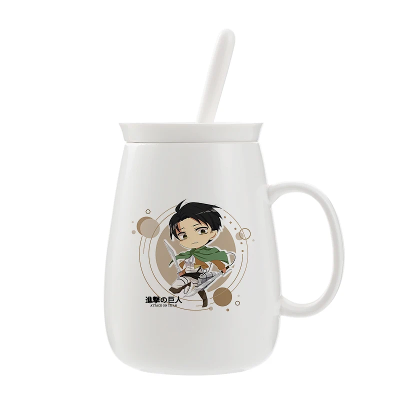 

Attack on Titan Levi Mikasa Ackerman Eren Jaeger Mug Cup Anime Cartoon Ceramic Change Color Coffee Water Cup Student Cosplay