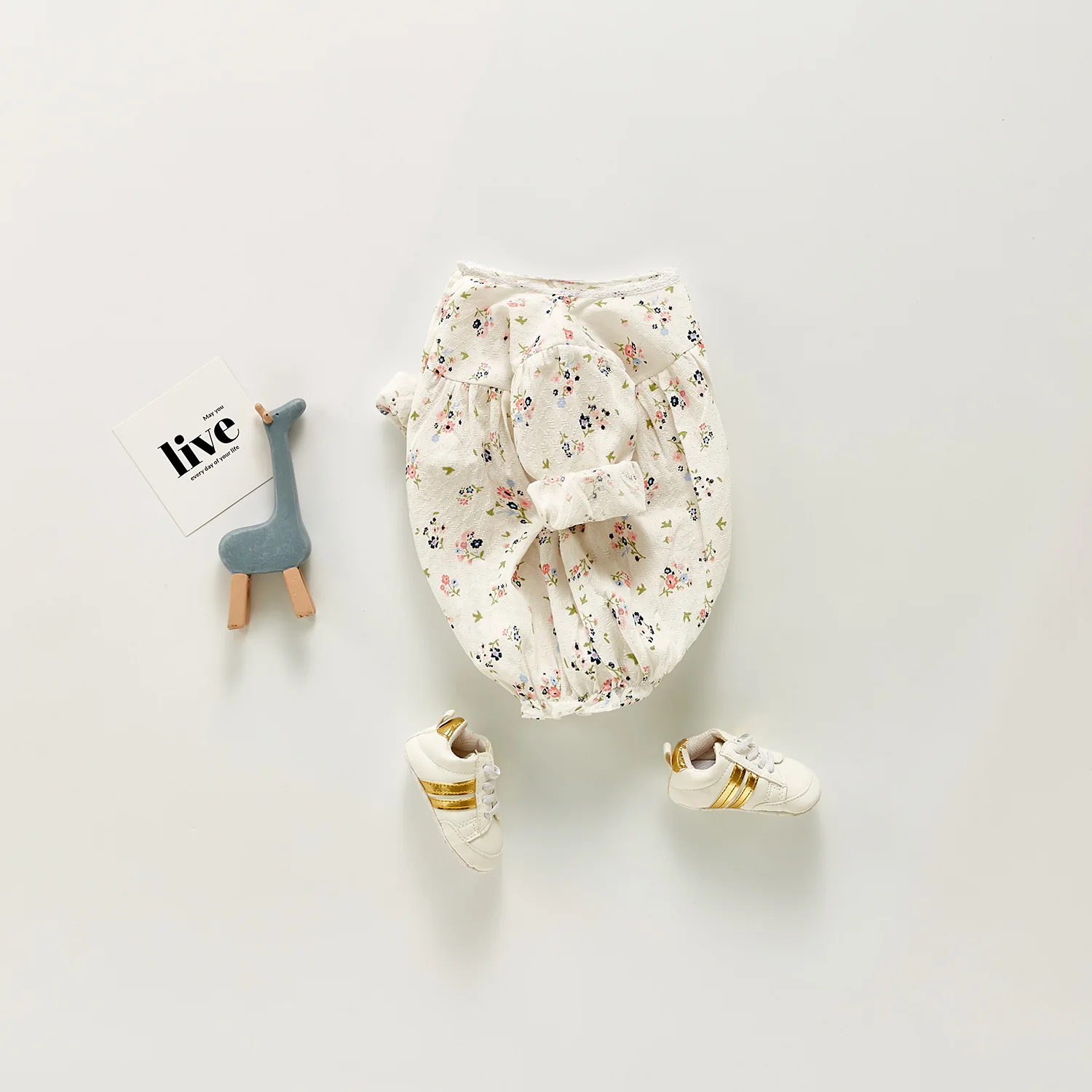 

Korean Autumn Baby Long-sleeved Floral Clothes 0-2 Years Old Children's Cotton Romper Girls Sweet Jumpsuit