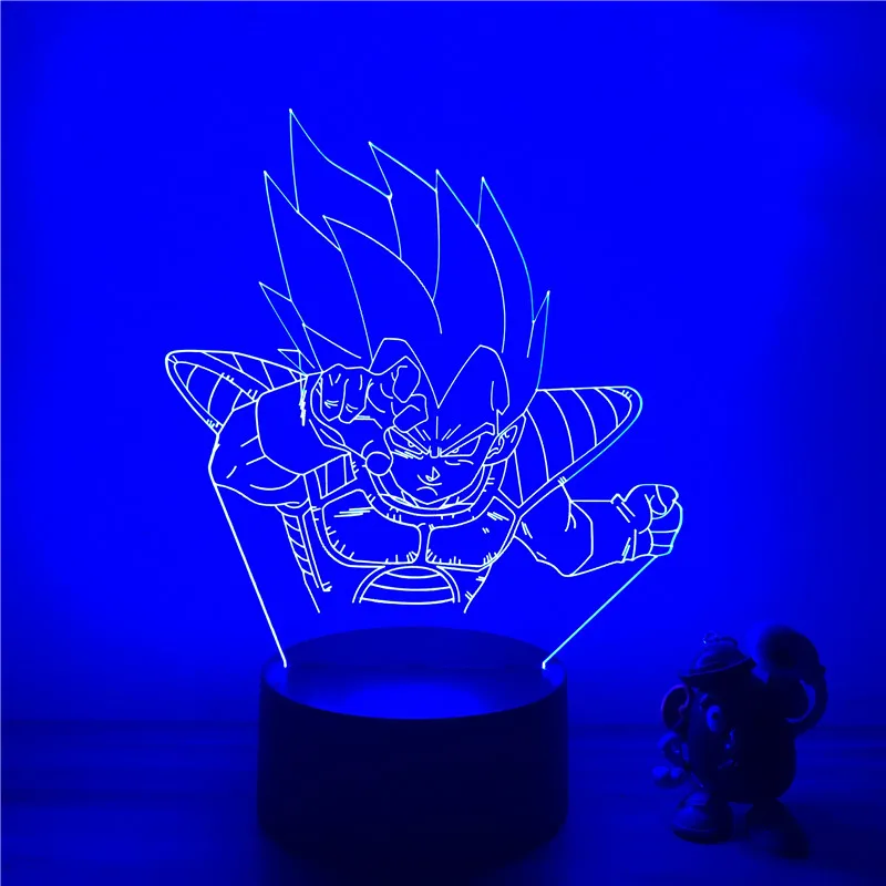 Dragon Ball Z Вегета ГОКу супер сайян, «Жемчуг дракона 3D светодиодный Ночной светильник 7 цветов сенсорный оптический Иллюзия фигурку настольная лампа украшения