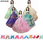 15 шт.лот аксессуары для кукол Барби наряды для кукол = 5 шт. свадебное платье и 10 пар обуви 16 Одежда для кукол Барби кукольные Платья