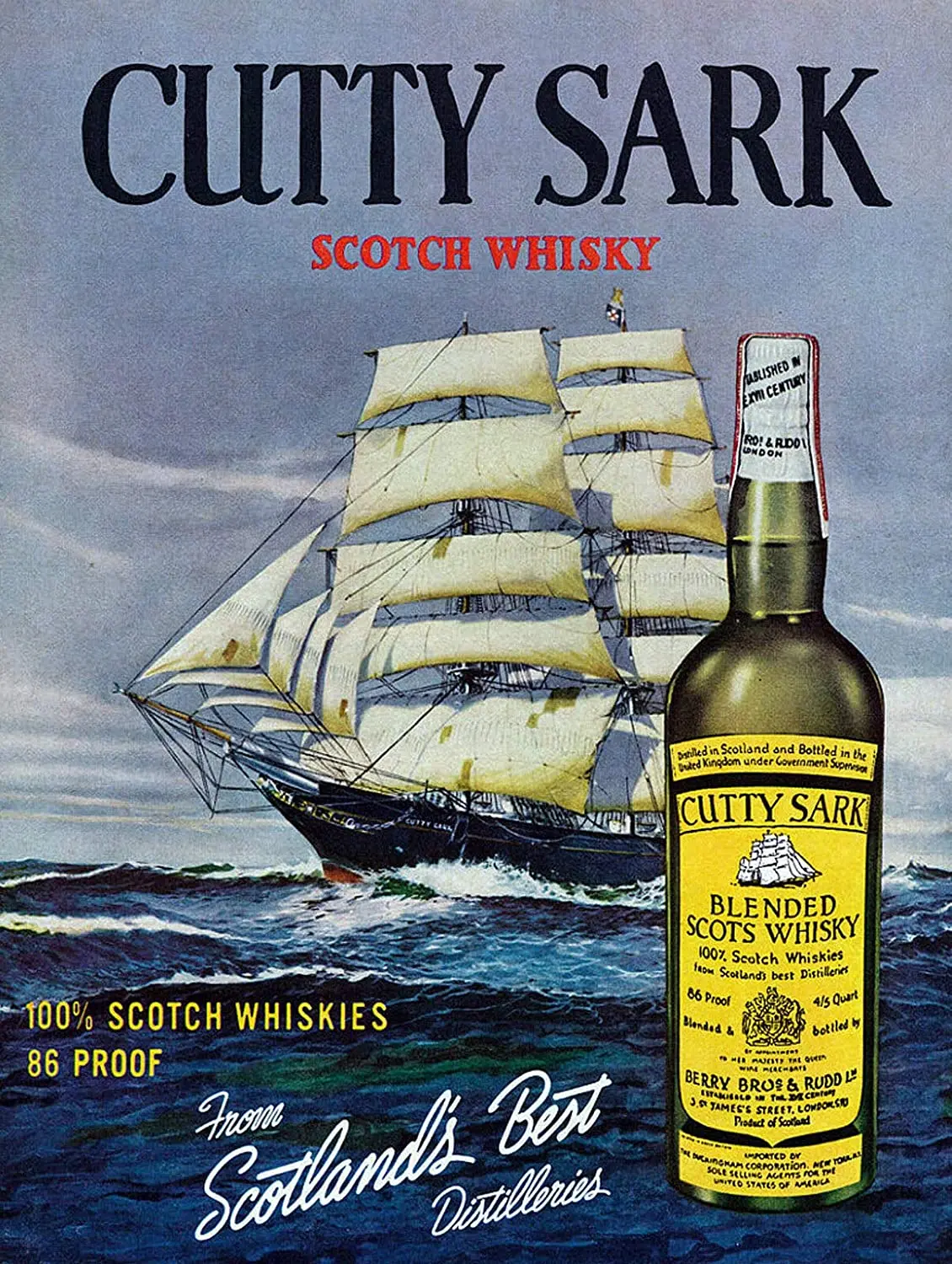 

Металлический жестяной знак Cutty Sark 8x12 дюймов