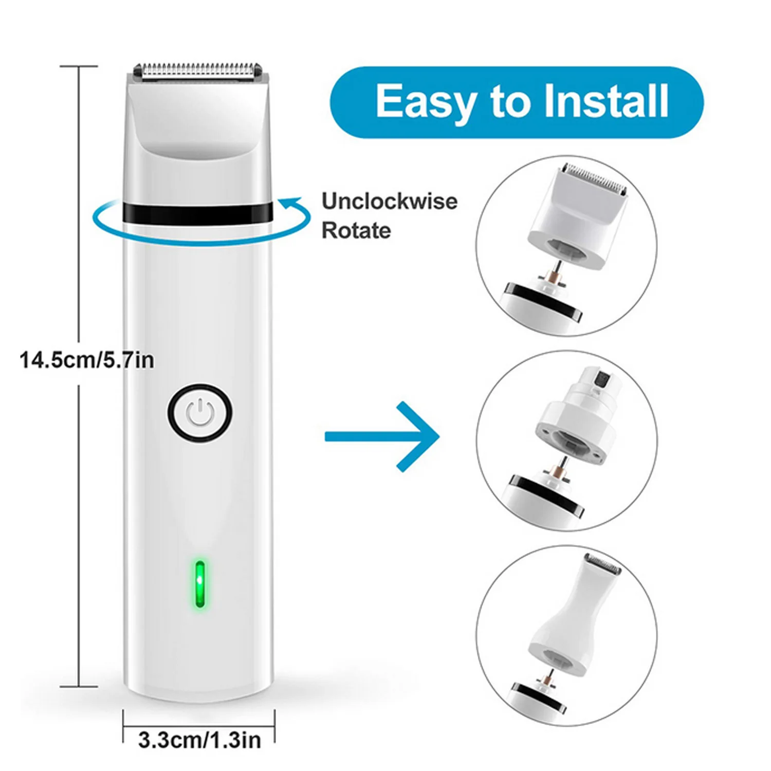 Behogar 3 in 1 Multi-Functional Pet Body Paw Hair Cutter Clippers Trimmer Nail Grinder USB Rechargeable Low Noise Grooming Tool | Дом и сад