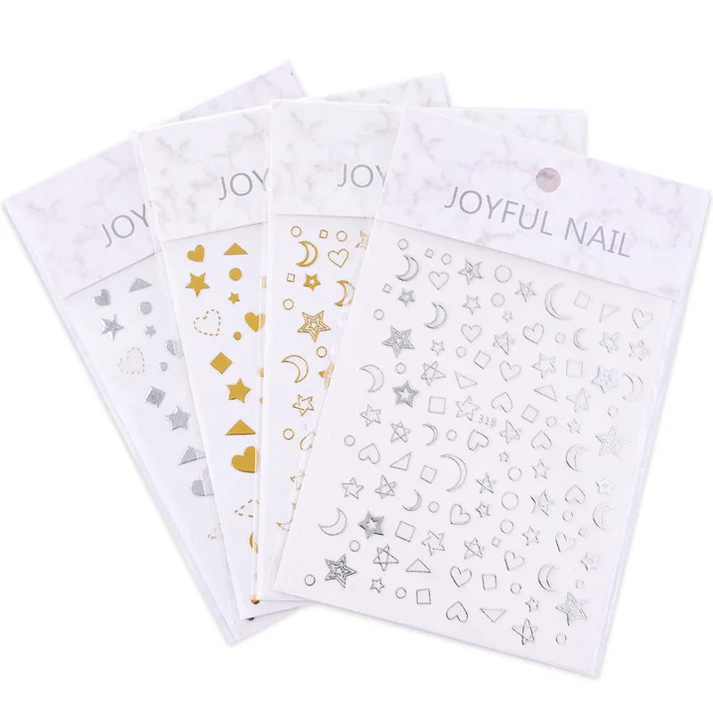 

Minhui same manicure sticker star moon five pointed star Japan and South Korea gold silver net red popular nail Decal