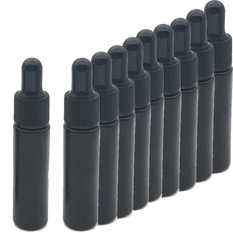 10pcs Black 10 шт. 10 мл образец духов стеклянный флакон-капельница с чистым стеклом трубки-пипетки мини-сосуд для эфирных масел - Цвет: 10pcs Black