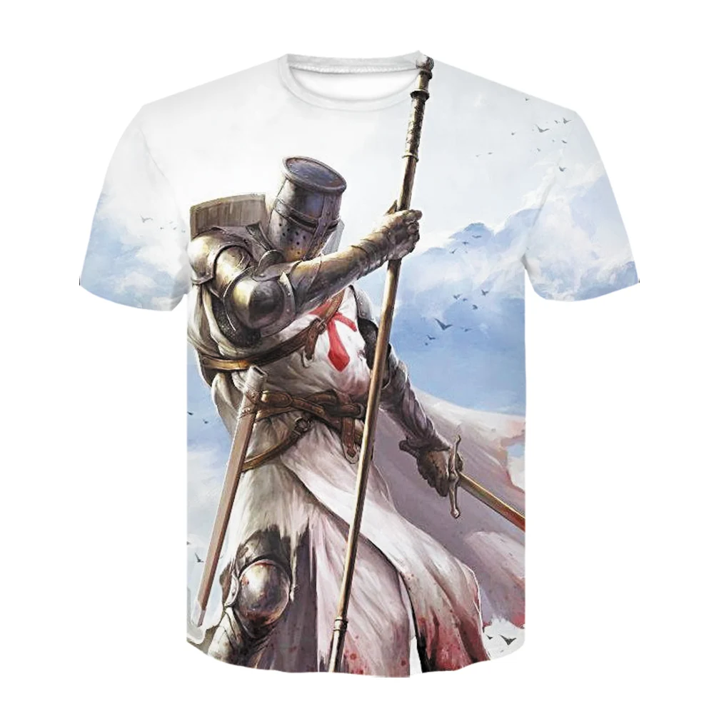 

New Knights templar 3D T shirt Men/women Fashion Tshirts Casual Short Sleeve T shirts Boys/girls Tees O-Neck Cool mens clothing