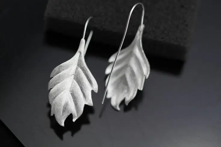 

Drop Shipping 100% 925 Sterling Silver Leaf Stud Earrings For Women Wedding Gift Hypoallergenic Sterling-silver-jewelry