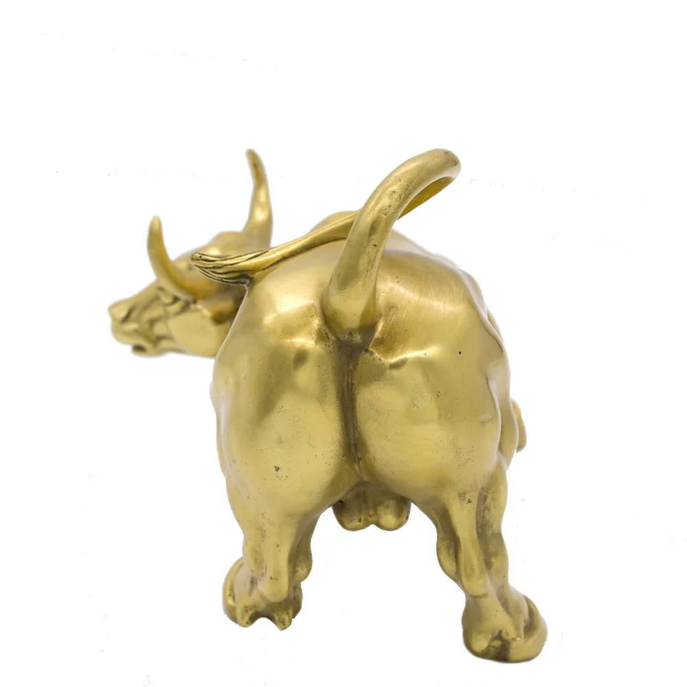 Золотой Латунный заряжающийся фондовый рынок Статуэтка быка стена улица Быка