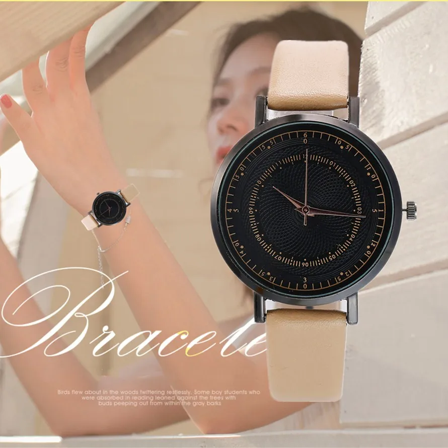 Прямая поставка минималистичные кожаные часы для женщин простой черный