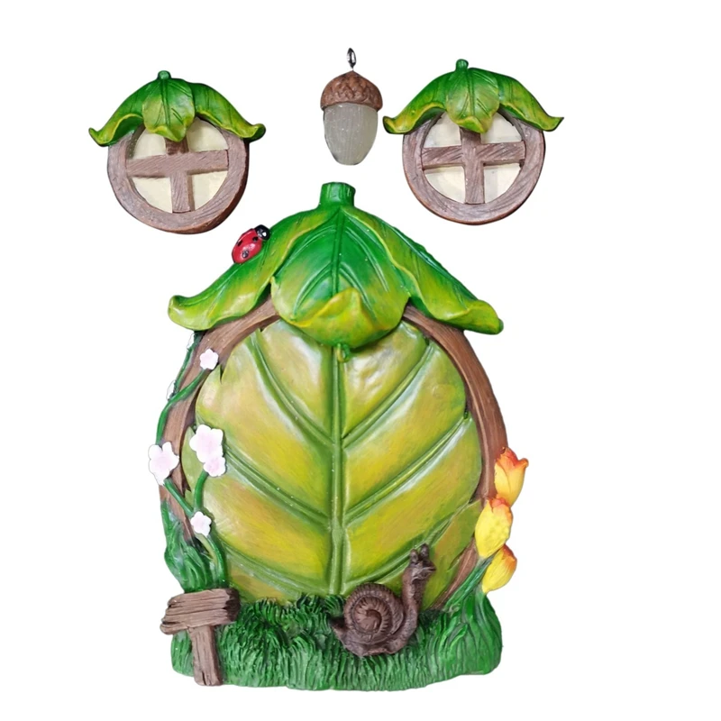 

Miniature Fairy Luminous Window Door Elf Home For Yard Art Garden Sculpture Decor Outdoor Fairy Garden Yard Decor
